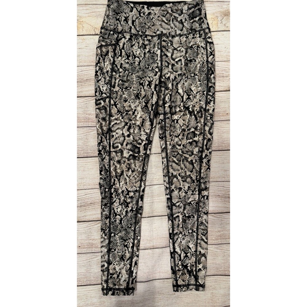 DKNY Sport Gym Workout Leggings Women's XS Snake-Print High-Waist